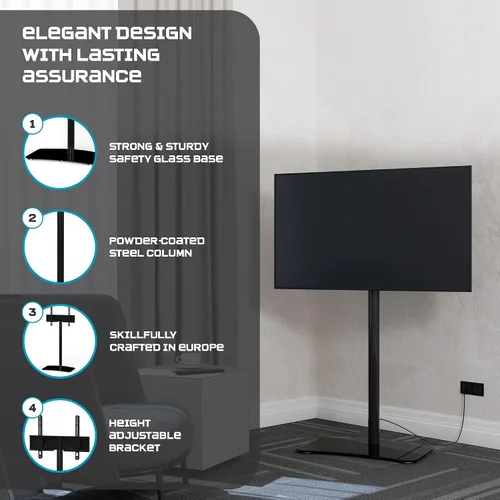 Vista 6 de SONOROUS PL-2800 - Soporte de TV premium para sala de estar, soporte de piso de TV de lujo con base de vidrio templado, soporte de soporte de TV LED