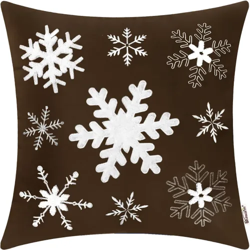 Vista 11 de BRAWARM Christmas Reindeer Pillow Cover 18x18 Black Velvet Embroidered Reno negro