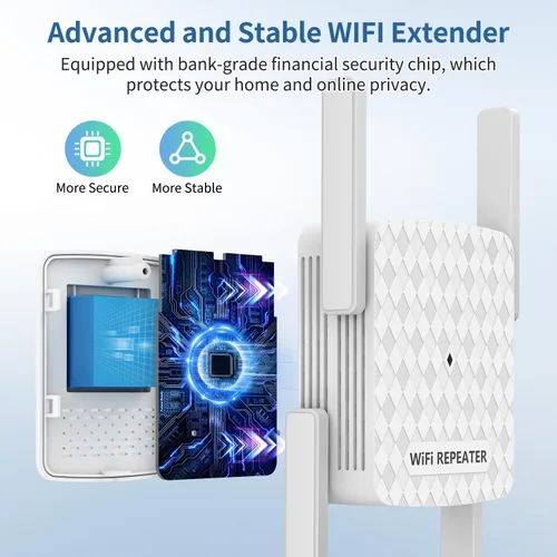 Vista 4 de Amplificador de señal WiFi, repetidor inalámbrico de Internet para cobertura del hogar de hasta 10000 pies cuadrados y 35 dispositivos, amplificador