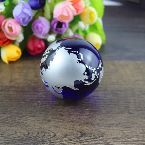 Vista 4 de Mármoles de cristal Globo de la Tierra Mapa del mundo Cristales de cuarzo Esfera Terrario Escritorio Adornos Náutica Decoración del Hogar... (Plata)