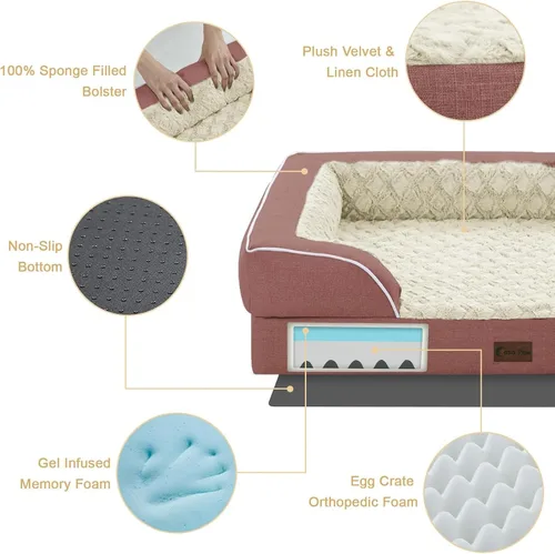 Vista 26 de Camas ortopédicas para perros grandes, cama de espuma viscoelástica impermeable para mascotas grandes con lados 89x56 cm, sofá para perros grandes