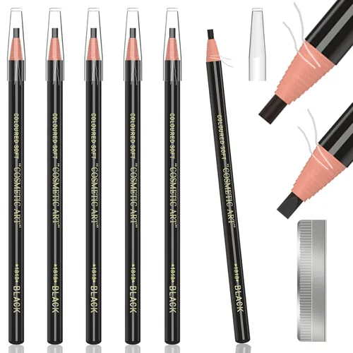 Vista 7 de Kit de maquillaje para tatuar cejas y suministros de microblading con lápices de cejas resistentes al agua - Permanentes, en 5 colores, lápices