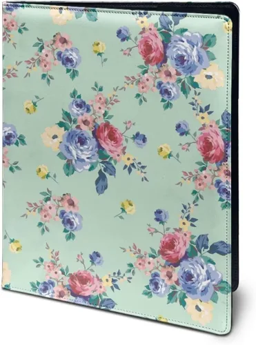 Vista 2 de Flashideas Organizador de padfolio de flores azules y rosadas, carpeta de negocios, carpeta de negocios, organizador de documentos para entrevista