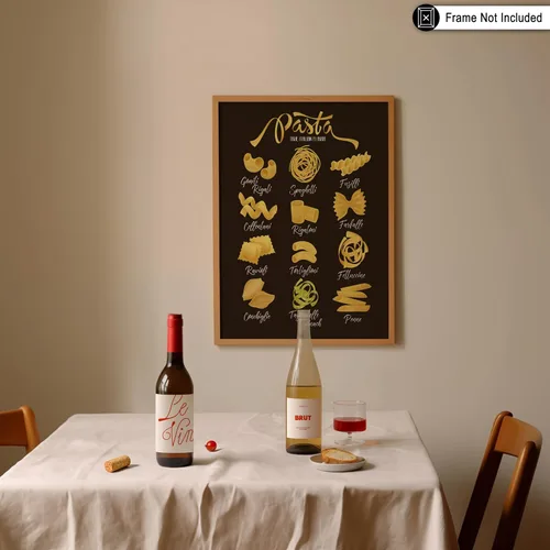 Vista 3 de Poster Master Póster de pasta vintage, impresión de guía de pasta retro, arte de sabor italiano, regalo para hombres, mujeres, cocineros y chefs
