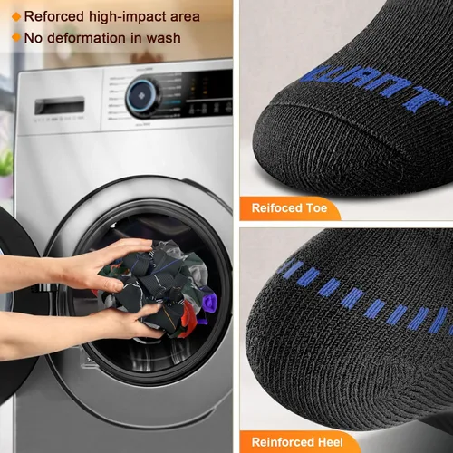 Vista 9 de BULLIANT Calcetines deportivos para hombre, 6 pares, calcetines atléticos acolchados para hombres al aire libre para correr, soporte de compresión