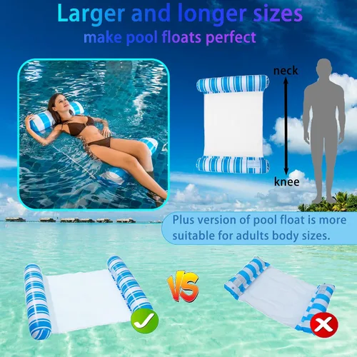 Vista 2 de Paquete de 3 flotadores de agua para adultos, flotadores de piscina multiusos 4 en 1, sillas de piscina flotantes para adultos, hamaca flotante