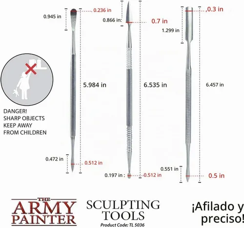 Vista 4 de The Army Painter, Herramientas de escultura, juego de tres herramientas