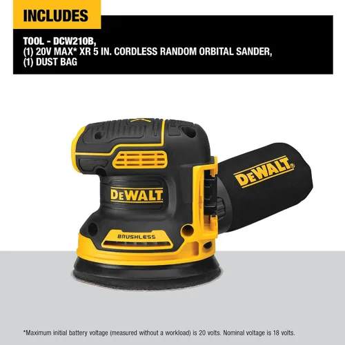 Vista 3 de DEWALT - Lijadora orbital de 20 V MAX, solo herramienta (DCW210B)