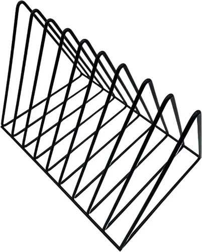 Vista 4 de Soporte para almacenamiento de discos de vinilo, estante de revistero de alambre de metal triangular de alta calidad y soporte para libros