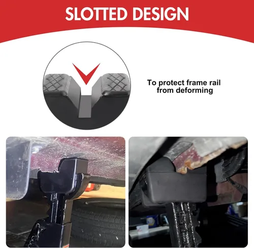 Vista 3 de Toolly Paquete de 4 adaptadores de almohadilla para soporte de gato, 2-3 toneladas universal de goma resistente con marco ranurado riel protector
