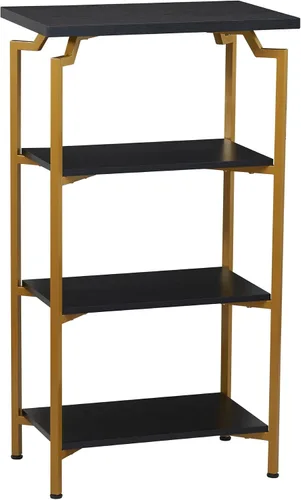 Vista 21 de Household Essentials Mesa de centro rectangular de hierro negro y oro