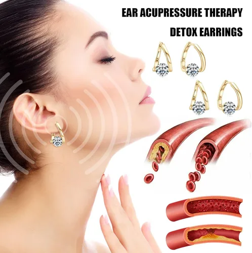 Vista 4 de Lymphatic Earrings for Women Halolux Histone Lymphvity Germanium Drainage Earrings Magnetotherapy Rhinestone Hoop Earrings Jewelry Gifts