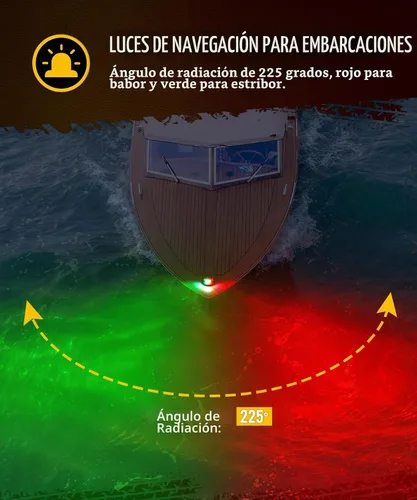Vista 3 de Partsam 1 Uds. Luces de arco de barco marino, 24 luces LED de navegación roja y verde para buque, pontón, yate, skiff skeeter