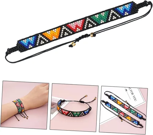 Vista 9 de KESYOO Muñequeras para mujer, pulseras geométricas de cuentas, pulseras ajustables para mujer, pulsera para dijes, pulsera dorada ajustable, pulsera