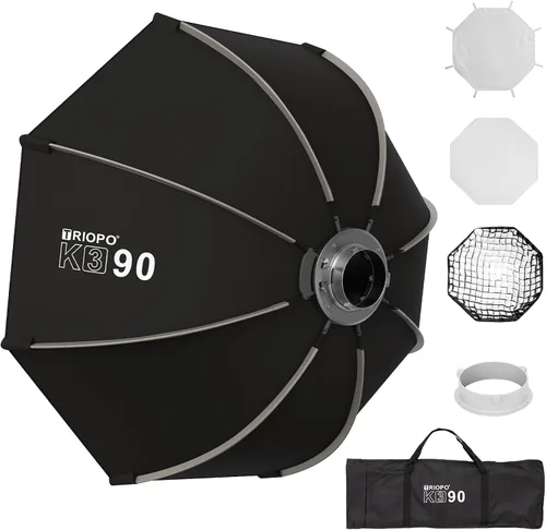 Vista 9 de TRIOPO 25.6inch / 65cm Octabox Softbox, Bowens Mount Quick Release