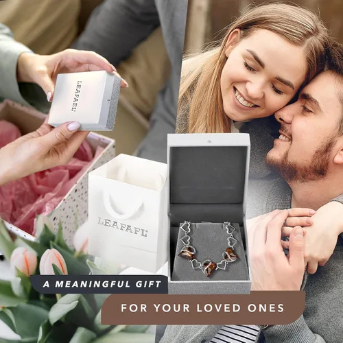 Vista 6 de Leafael - Pulsera de amor infinito con eslabones corazón de cristal y piedra natal regalos para mujer tono plateado 7 pulgadas con extensor de 2
