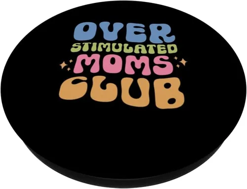 Vista 2 de Soverstimulated Moms Club Groovy Funny Mom PopSockets intercambiables PopGrip