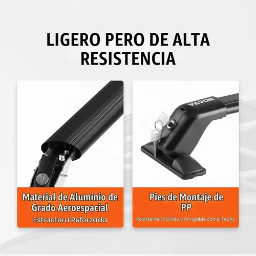 Vista 5 de VEVOR Barras transversales para portaequipajes de techo, barras transversales de portaequipajes de techo de aluminio, se ajustan a techos sin rieles