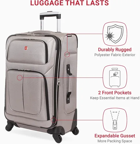 Vista 176 de SwissGear - Equipaje suave expandible Sion con ruedas, Negro