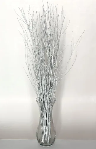 Vista 4 de ECOVENIK 25 piezas - Ramas - 28.7 in, ramitas de abedul natural, paquete de 20-25 tallos, largo para jarrones de suelo, (blanco y gris)