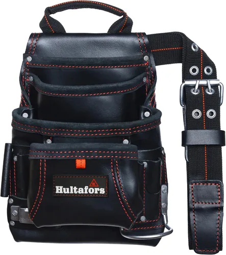 Vista 3 de Hultafors Work Gear HT5433 Carpenter's - Bolsa de cuero resistente para uñas y herramientas, bolsillos frontales con doble fuelle