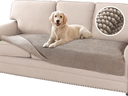 Vista 14 de Flamingo P Funda de cama de felpilla para perro, funda gruesa para sofá biplaza para perros, lavable, protector antideslizante para sofá de 2