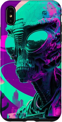 Vista 7 de iPhone 12 Pro Max Cool Retro Alien Sunset Tropical Trippy Vaporwave Sky Art Case