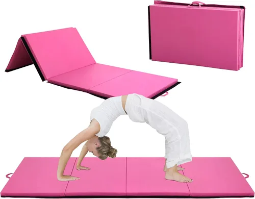 Vista 11 de BLKMTY Gymnastics Mats, Folding Exercise Mat Gym Yoga Aerobics Fitness Mats Kids' Gymnastics Tumbling Mat with Carrying Handles for Home Gym