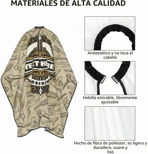 Vista 5 de Capa de peluquero personalizada, capa de corte de cabello con texto personalizado para hombres, kit de corte de pelo personalizado, delantal