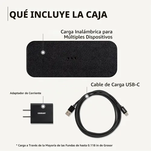 Vista 6 de Courant Catch:2 Classics - Almohadilla de carga inalámbrica dual de cuero italiano - Compatible con iPhone 11, X, SE, Galaxy S23, S22, S21, S20