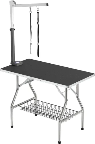 Vista 2 de Flying Pig - Mesa plegable de 32 pulgadas con marco de acero inoxidable resistente para perros y mascotas (32 x 21 pulgadas, negro)