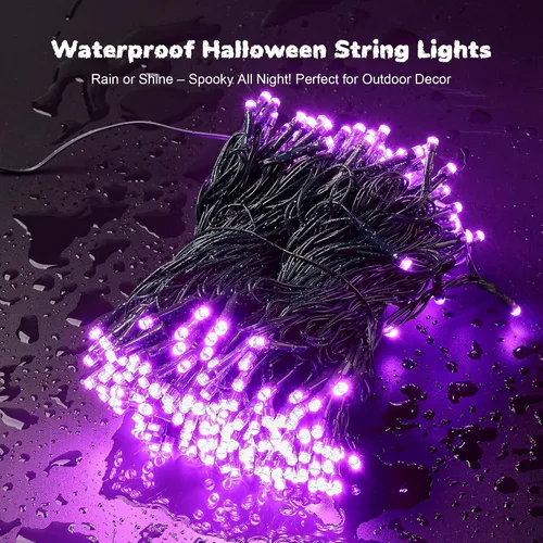 Vista 2 de WBao - Cadena de luces LED para Halloween de 300 luces, 108 pies, luces LED súper brillantes con certificación UL, 8 modos de iluminación