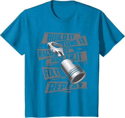 Vista 52 de Build It Tune It Race It Break It - Camiseta para entusiastas de los coches de carreras, talla S Negro