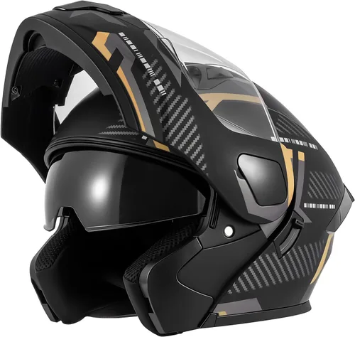 Vista 8 de Cascos de motocicleta modulares de cara completa, Casco de motocicleta de cara completa con certificación DOT, con visor abatible dual