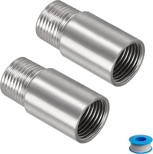 Vista 8 de Brazo de extensión de cabezal de ducha, 1.2 pulgadas, 1/2PT macho a 1/2PT hembra rosca 304, acoplador de montaje de tubería de acero inoxidable 304