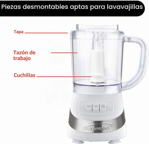 Vista 5 de Brentwood Appliances Procesadores de alimentos FP-549W de 3 tazas (blanco)