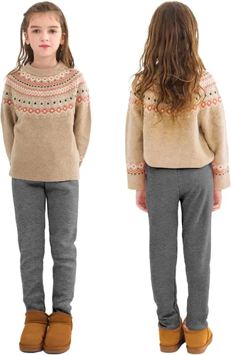 Vista 7 de Resinta Paquete de 3 leggings térmicos con forro polar de algodón para niñas, elásticos, cálidos, hasta el tobillo, para niñas
