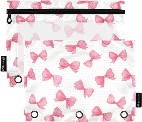 Vista 34 de SHJI Bolsas para carpetas, bolsa de lápices de mármol rosa y azul para carpeta de 3 anillas, paquete de 2 bolsas transparentes con cremallera