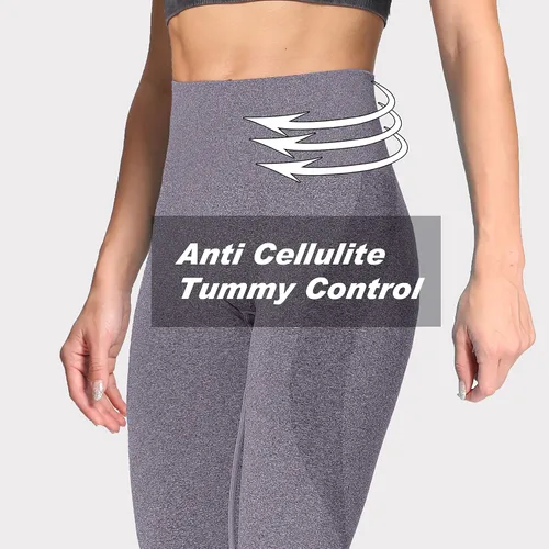 Vista 3 de Aoxjox Leggings sin costuras para mujer, con levantamiento de glúteos, cintura alta, pantalones de yoga para entrenamiento