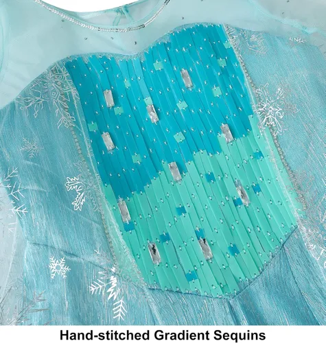 Vista 6 de Aoiviss Elsa Costume for Girls Frozen Princess Dress Birthday Halloween Cosplay
