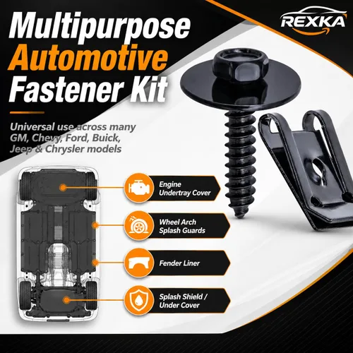 Vista 4 de Rexka Juego de 10 juegos M4.2 Universal Fender Liner Engine Splash Shield Hex Head Tornillo y Tuerca U Kit para GM Chevy Ford Buick Jeep Chrysler