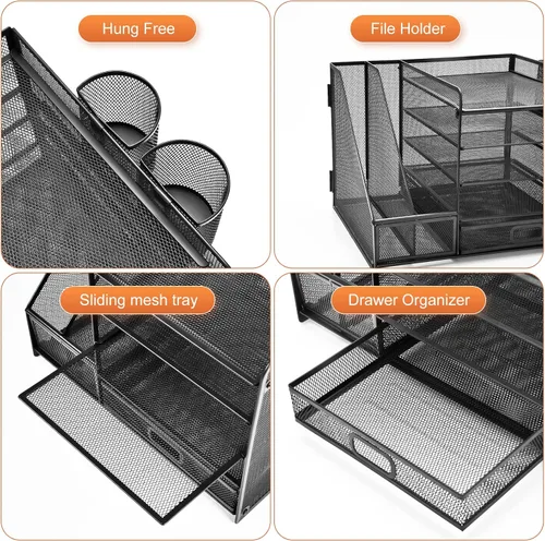 Vista 4 de Marbrasse Organizador de bandeja de papel de 5 niveles + soporte multifuncional para bolígrafos