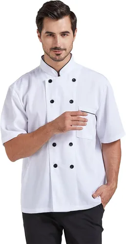 Vista 5 de Nanxson Chaqueta de chef unisex de manga cortalarga para hombres y mujeres CFM0001