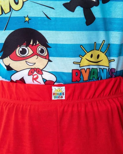 Vista 6 de Komar Kids Ryans World Boys Wow Ryan and Combo Panda Shirt Pants and Shorts 3 Piece Pajama Set