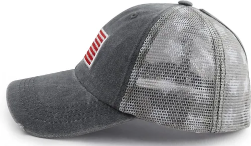 Vista 25 de Gorra de béisbol con la bandera estadounidense para mujer, divertida gorra de béisbol bordada y desgastada ajustable