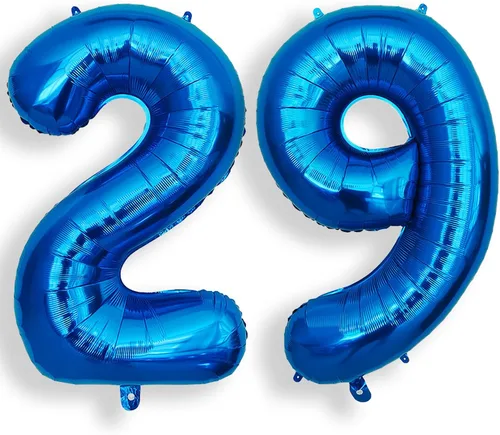 Vista 17 de AULE Globo azul de 40 pulgadas 0 con números grandes de cumpleaños del 0 al 9