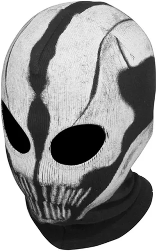 Vista 4 de Máscara de fantasma de tela, pasamontañas, capucha de calavera, capucha de invierno, máscara Cyberpunk