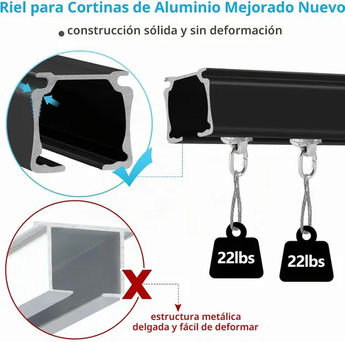 Vista 7 de Riel de cortina de techo, 3 pies a 9 pies, resistente para montaje en pared, rieles de cortina de aluminio, cortinas de sistema de riel, divisor