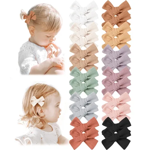 Vista 11 de Niceye Paquete de 24 lazos para el pelo de bebé para niñas, pinzas para el Albaricoque