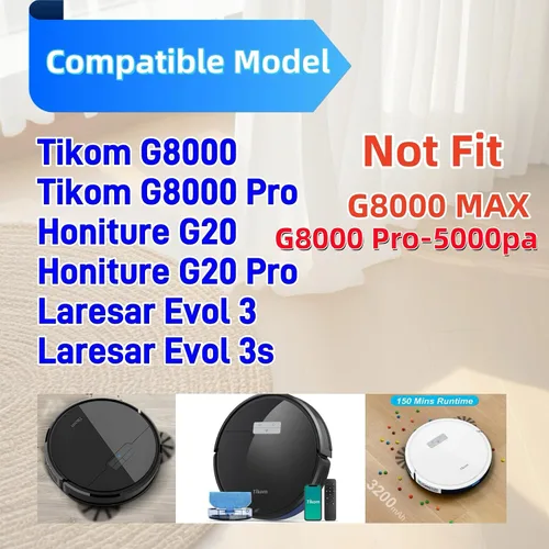 Vista 2 de Piezas de repuesto para Tikom G8000, para Tikom G8000 Pro, para HONITURE G20 Robot Aspirador Accesorios de piezas de repuesto, 2 cepillos de rodillo